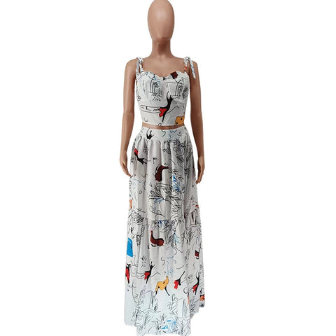 Catch A Break Graffiti Print Maxi 2 Piece Set