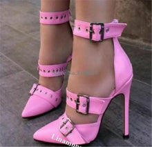 Load image into Gallery viewer, Catch A Break Leather Straps Belts Stiletto Heel