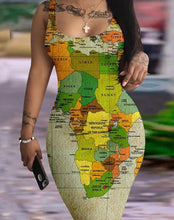 Load image into Gallery viewer, Catch A Break Map Mme Up Print Dress
