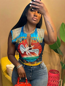 Catch A Break Crop Top V Neck Tee