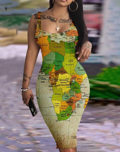 Catch A Break Map Mme Up Print Dress