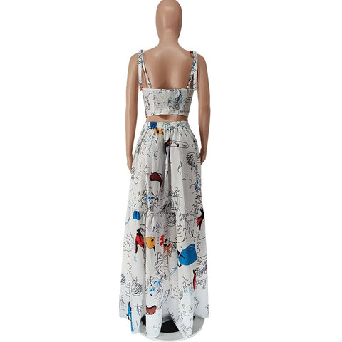 Catch A Break Graffiti Print Maxi 2 Piece Set