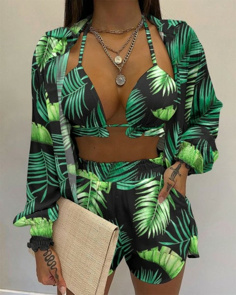 Catch A Break 3 Piece Set Beach Style Print Outfit