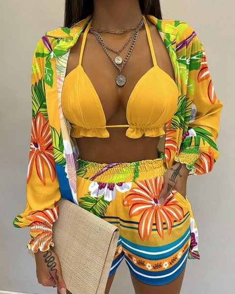 Catch A Break 3 Piece Set Beach Style Print Outfit