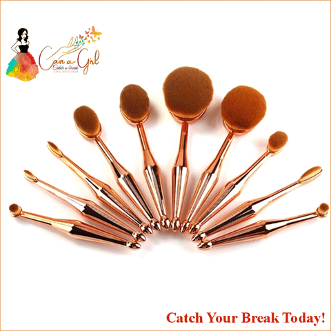 Catch A Break 10 Piece Metallic Gold Brush Set - Accessories
