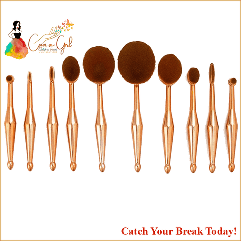 Catch A Break 10 Piece Metallic Gold Brush Set - Accessories