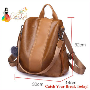 Catch A Break 3-in-1 Anti-theft Leather Backpack - Backpack