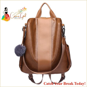 Catch A Break 3-in-1 Anti-theft Leather Backpack - 1-Brown /
