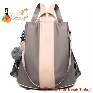 Catch A Break 3-in-1 Anti-theft Leather Backpack - 2-Khaki /