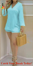 Load image into Gallery viewer, Catch A Break Bell Sleeve Shorts Set - Sky Blue / XL - 