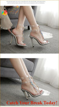 Load image into Gallery viewer, Catch A Break Buckle Strap Luxurious Blue Crystal Sandals - 