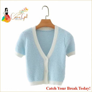 Catch A Break Crop Cardigan - Blue / S - Clothing