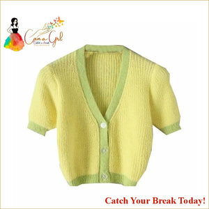 Catch A Break Crop Cardigan - yellow / S - Clothing