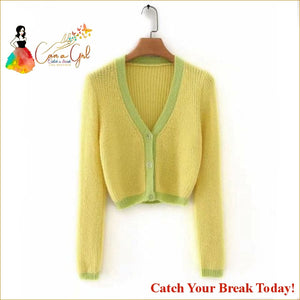 Catch A Break Crop Cardigan - Long sleeve yellow / S - 