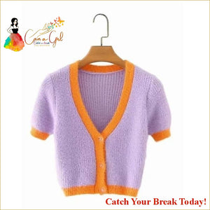 Catch A Break Crop Cardigan - Purple / S - Clothing