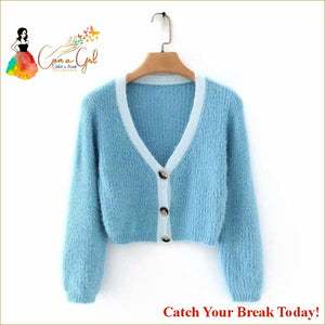 Catch A Break Crop Cardigan - Long sleeve blue / M - 