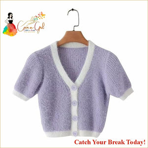 Catch A Break Crop Cardigan - Lavender / S - Clothing