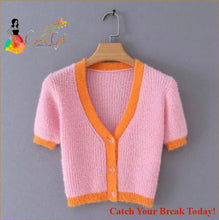 Load image into Gallery viewer, Catch A Break Crop Cardigan - pink sweater / S - Clothing