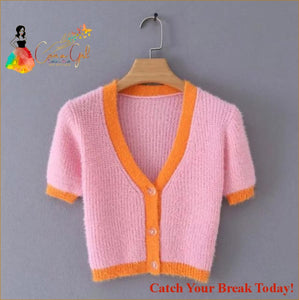 Catch A Break Crop Cardigan - pink sweater / S - Clothing