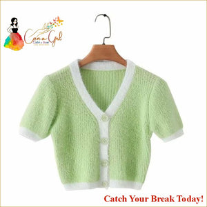 Catch A Break Crop Cardigan - Green / S - Clothing