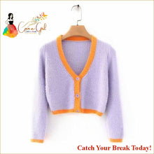 Load image into Gallery viewer, Catch A Break Crop Cardigan - Long sleeve purple / S - 