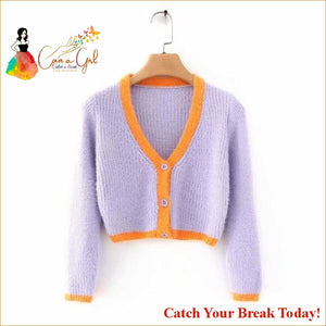 Catch A Break Crop Cardigan - Long sleeve purple / S - 
