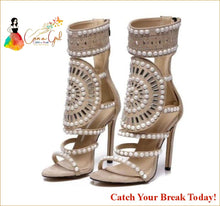 Load image into Gallery viewer, Catch A Break Crystal Ankle Wrap Glitter Heels - apricot / 4