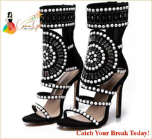 Load image into Gallery viewer, Catch A Break Crystal Ankle Wrap Glitter Heels - Black 1 / 4