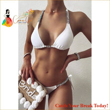 Load image into Gallery viewer, Catch A Break Crystal Diamond Bikini Set - White / XL - 