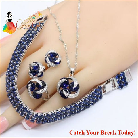 Catch A Break Crystal Necklace Set - 4PCS / Blue / 9 - 