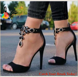 Catch A Break Crystal Suede Rhinestones Gladiator Shoes - 