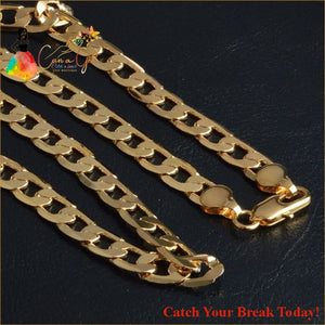 Catch A Break Cuban Gold Chain Link Gold Plated Necklace For