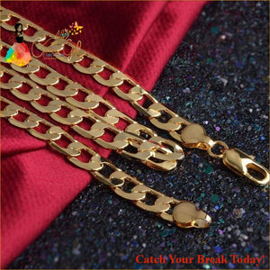 Catch A Break Cuban Gold Chain Link Gold Plated Necklace For