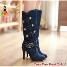 Load image into Gallery viewer, Catch a Break Denim Buckle boots