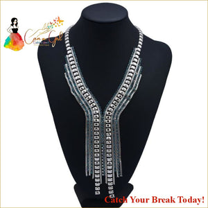 Catch A Break Exaggerated Necklace - Silver - jewelry