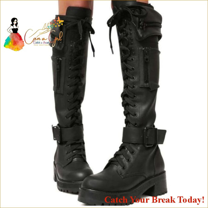 Catch A Break Female Motorcycle Boots - Black 1 / 11 - Shoes
