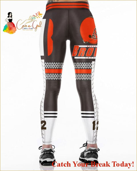 Catch A Break Football Team Leggings-Browns - accessories