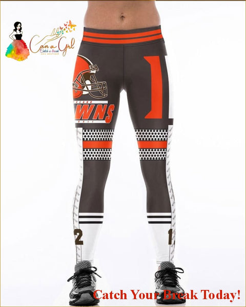 Catch A Break Football Team Leggings-Browns - accessories