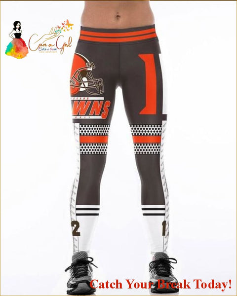 Catch A Break Football Team Leggings-Browns - S / Aslgs0172 