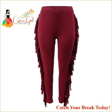 Load image into Gallery viewer, Catch A Break Fringe Me Up Trousers - Claret / L - Clothing