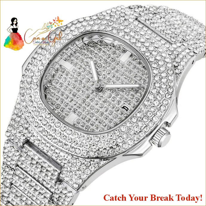 Catch A Break Iced Out Watch - Silver - Jewelry
