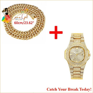 Catch A Break Iced Out Watch - necklace watch gold - Jewelry