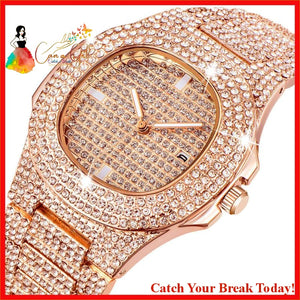 Catch A Break Iced Out Watch - rose gold - Jewelry