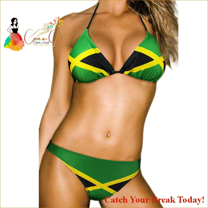 Catch A Break Jamaican Flag Bikini Swimsuit - Clothing