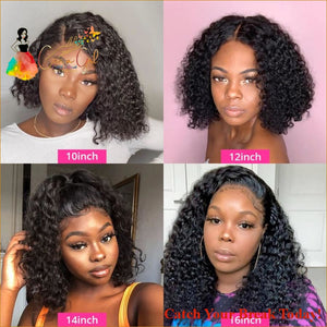 Catch A Break Jerry Curly Short Bob Frontal Wig - wigs