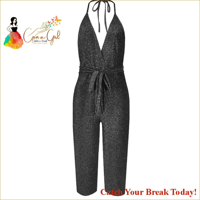 Catch A Break Jumpsuit Solid Colored M L XL - Black / S - 