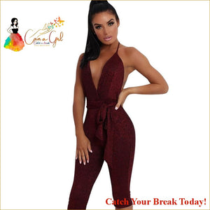 Catch A Break Jumpsuit Solid Colored M L XL - Wine / S - 