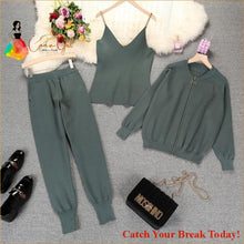 Load image into Gallery viewer, Catch A Break Knitted 3Pcs Tracksuit - Army Green / One Size