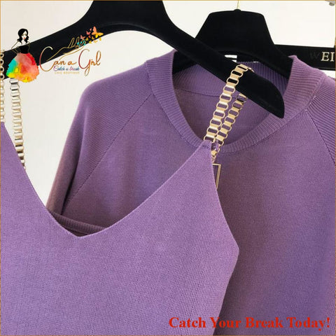 Catch A Break Knitted 3Pcs Tracksuit - Clothing