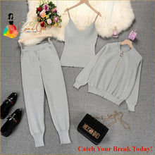 Load image into Gallery viewer, Catch A Break Knitted 3Pcs Tracksuit - Gray / One Size - 